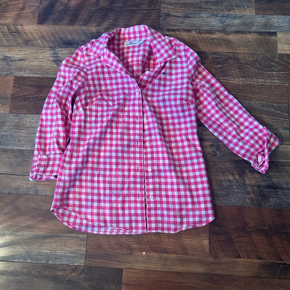 Vineyard Vines Pink and White Checkered Shirt